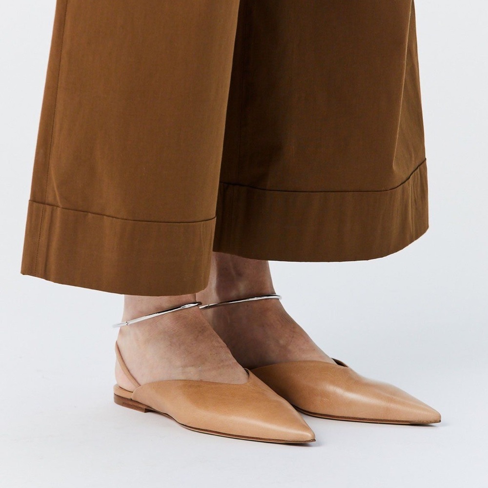 JILL SANDER Ankle-Ring Leather slingback Flats